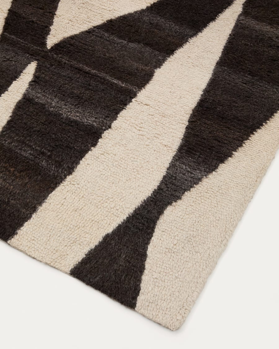 Elvar White and Brown Wool Rug, 160 x 230 cm