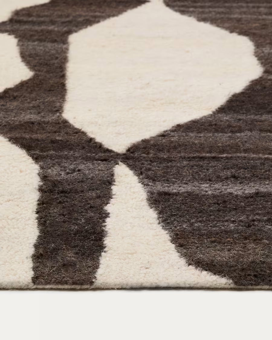 Elvar White and Brown Wool Rug, 160 x 230 cm