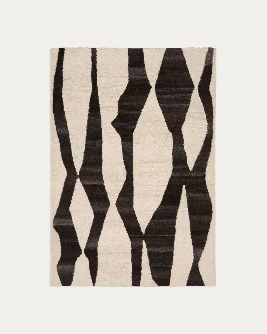 Elvar White and Brown Wool Rug, 160 x 230 cm