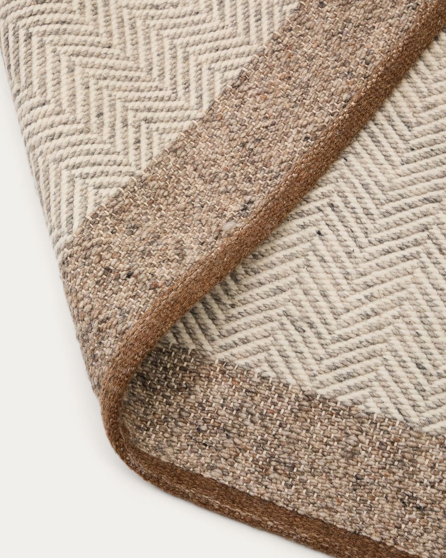 Nifelia Beige Wool Jacquard Rug, 200 x 300 cm