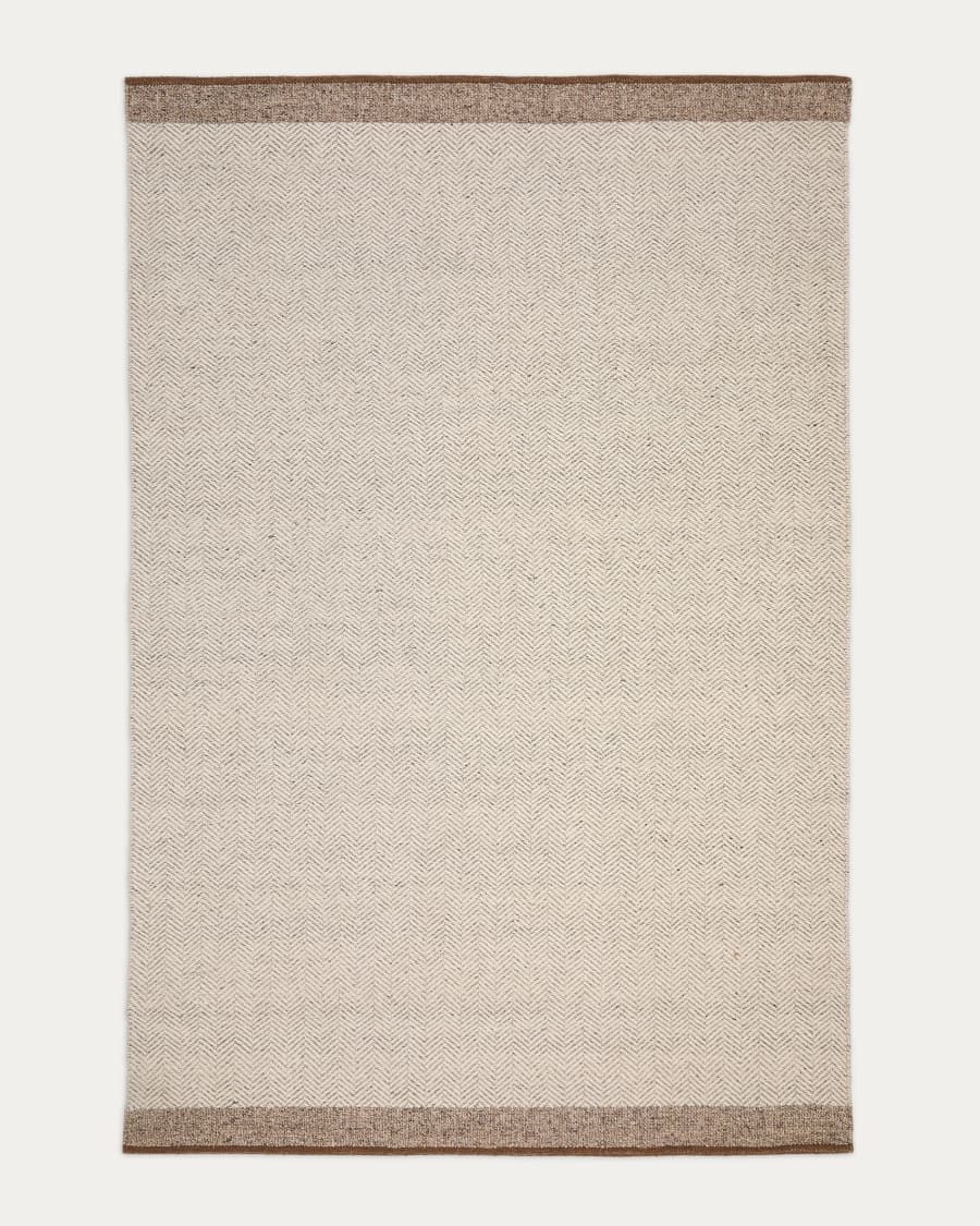 Nifelia Beige Wool Jacquard Rug, 200 x 300 cm