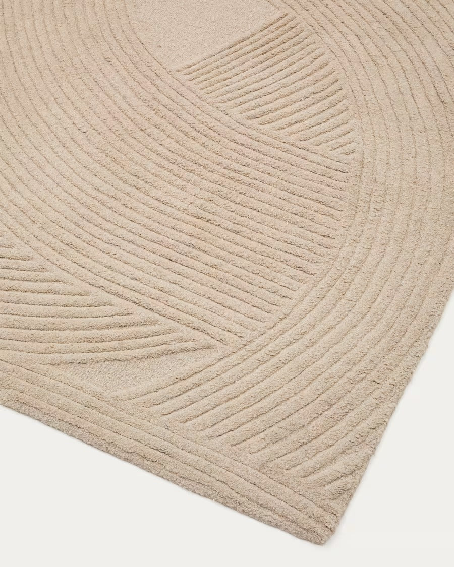 Domm White Wool Rug, 200 x 300 cm