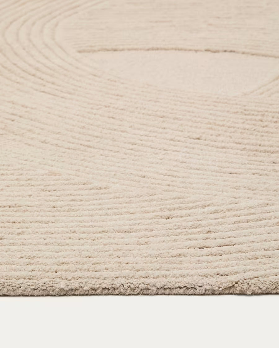 Domm White Wool Rug, 200 x 300 cm