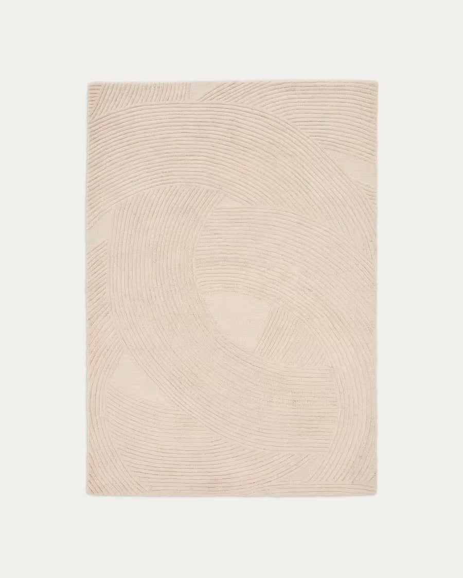 Domm White Wool Rug, 200 x 300 cm