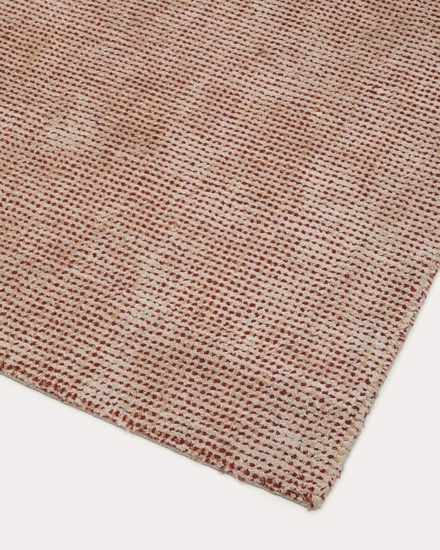 Elvan Terracotta Rug in a Viscose and Jute Mix, 160 x 230 cm