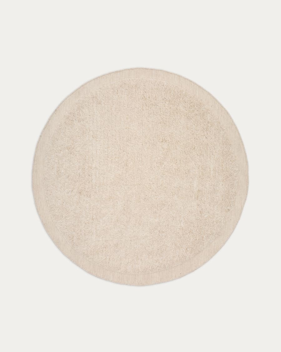 Marely round, white, wool rug, Ø 200 cm