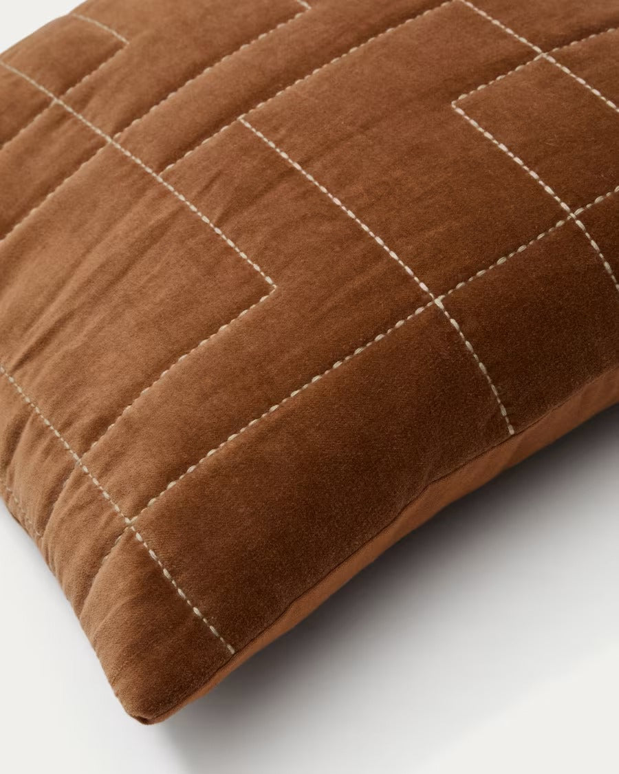 Prila Terracotta-Coloured Velvet Cotton Cushion