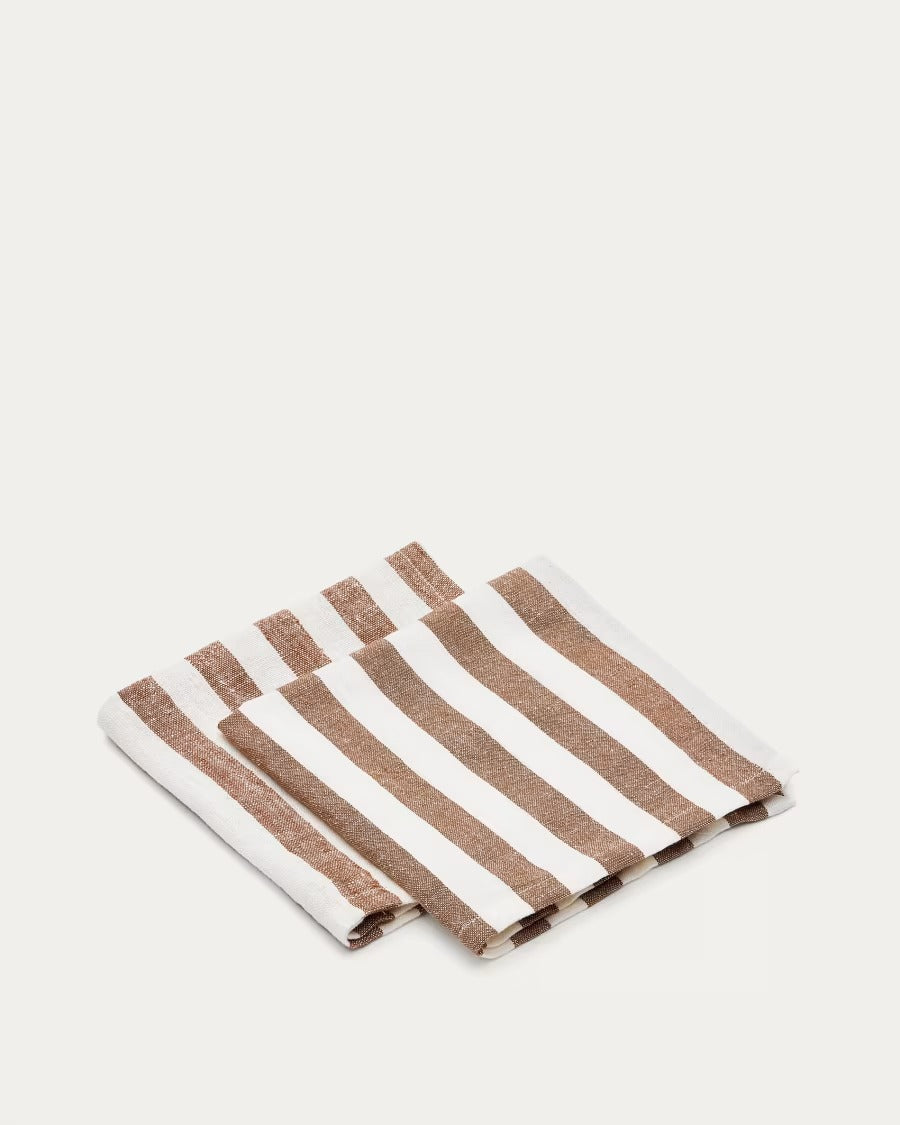 Maura Set of 2 Cotton and Linen Napkins with White