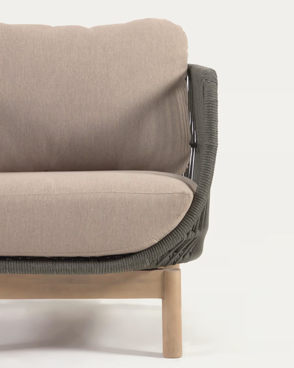 Catalina Armchair made with green rope and FSC solid acacia wood