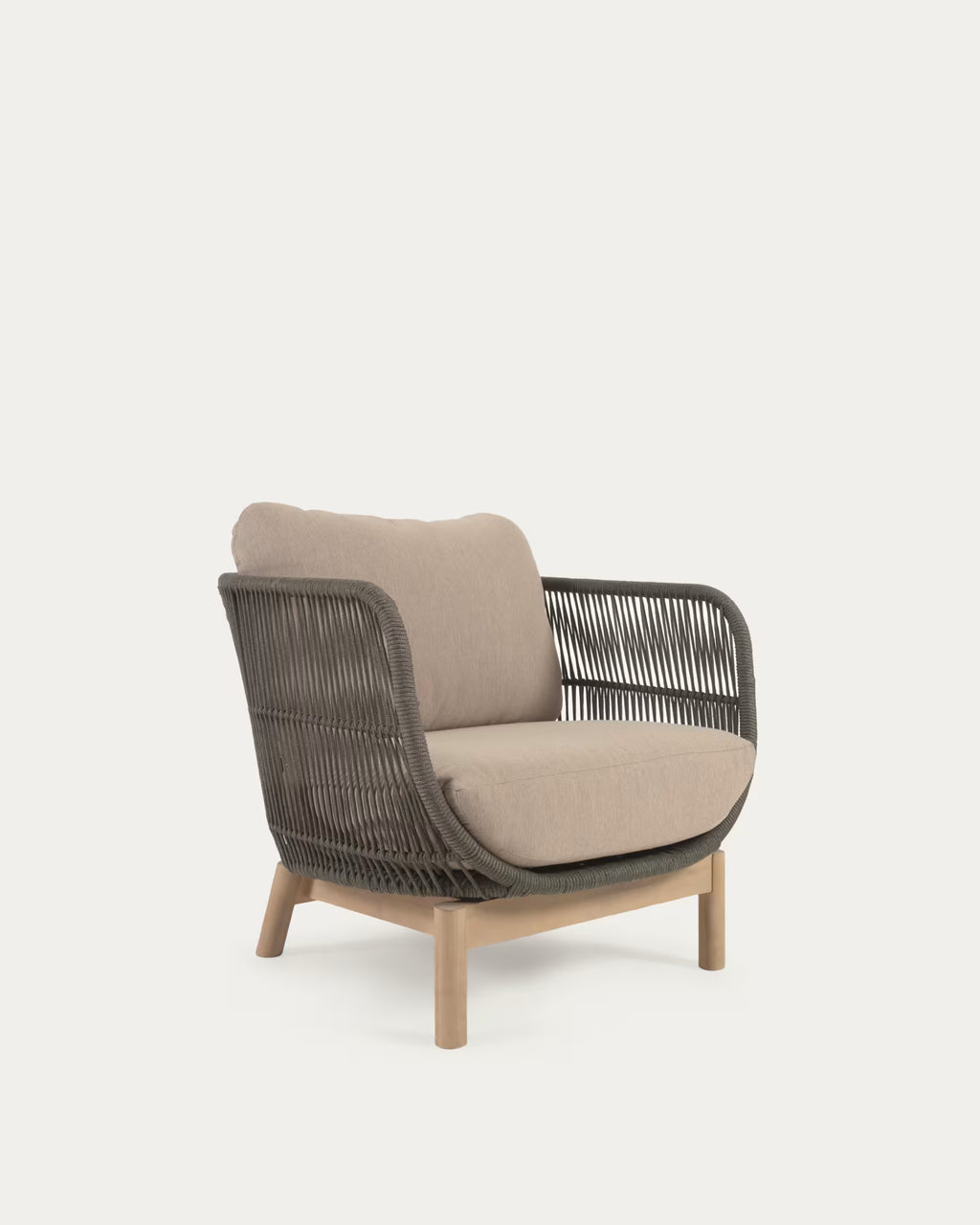 Catalina Armchair made with green rope and FSC solid acacia wood