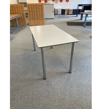 SINGLE WHITE  TABLE WITH CHROME LEG  SUITABLE FOR OFFICE, CANTEEN, DINING OR COMBINED FOR MULTIPURPOSE SEATING/ MEETING ROOM