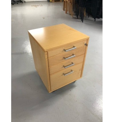 OFFICE DRAWERS ON WHEELS 0 MAPLE  WOOD  -4 DRAWERS AND WHEELS